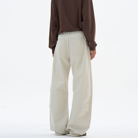 Damen Weite hochtaillierte Canvas-Hose mit elastischem Rückbund und Utility-Nähten Nord Taschen