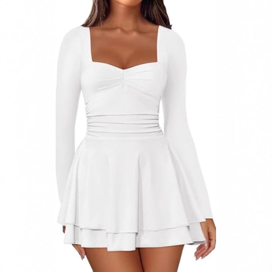 Damen Elegantes Kleid mit langen Ärmeln Nord Taschen