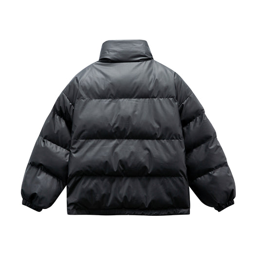 Unisex Boxy wattierte Oversize-Pufferjacke mit Stehkragen und Statement-Patchdetails Nord Taschen