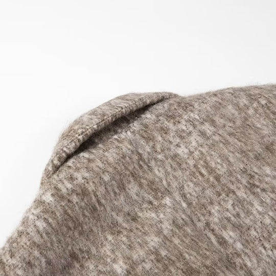 Damen Boxy Wollmix-Blazer-Mantel mit Bouclé‑Struktur, Reverskragen und Pattentaschen Nord Taschen