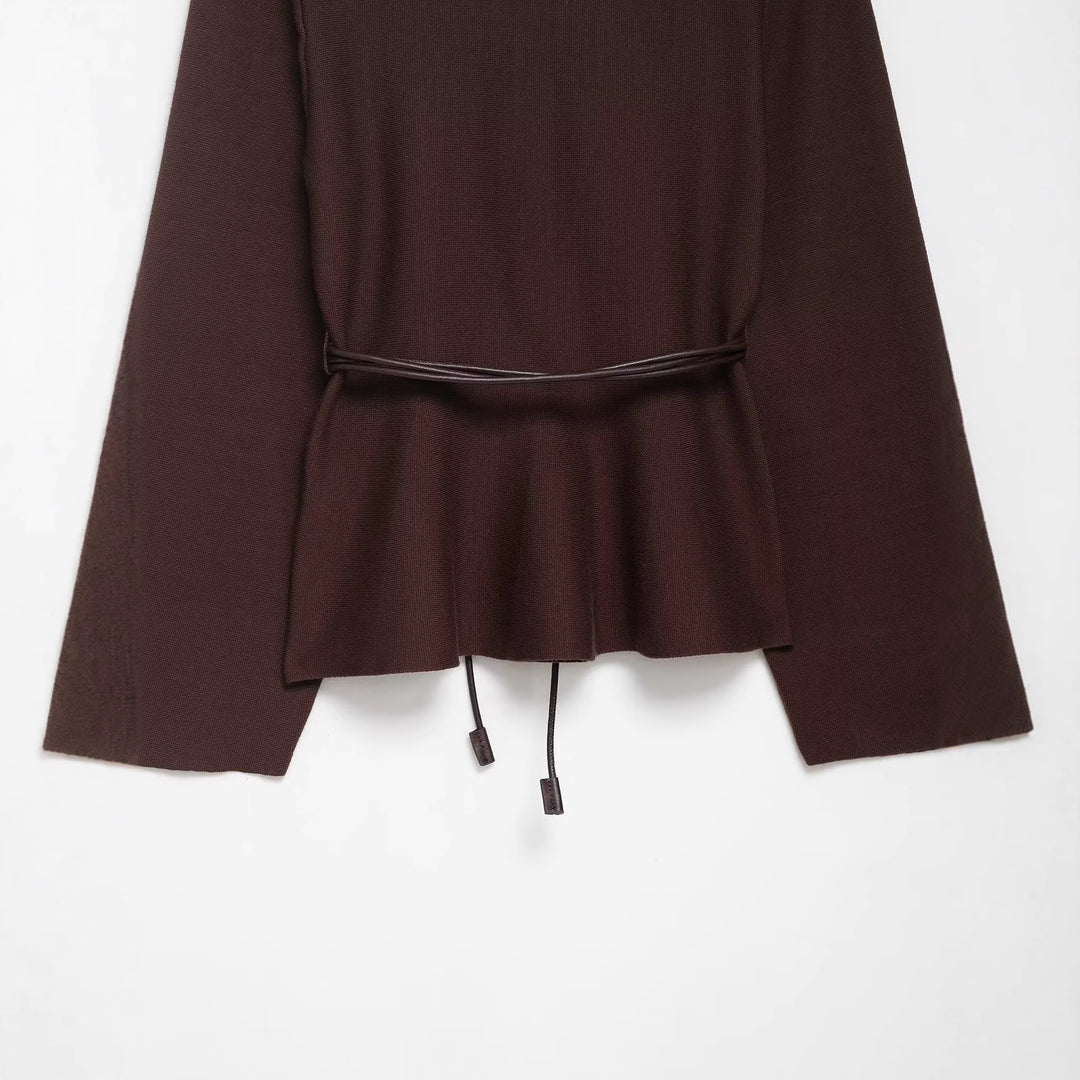 Damen Gekreuzter Strickcardigan mit Taillenband und Kimonoärmeln Nord Taschen
