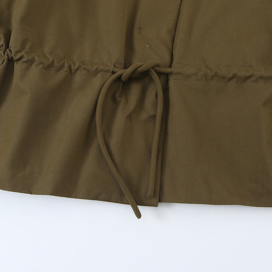 Damen Kurzjacke mit Tunnelzug-Taille, hohem Stehkragen und asymmetrischer Knopfleiste Nord Taschen
