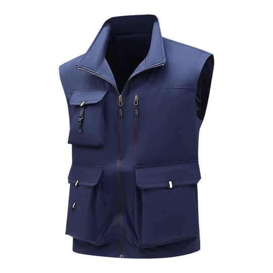 Herren Multifunktionale Outdoor-Utility-Weste mit mehreren Cargo-Taschen und Stehkragen Nord Taschen