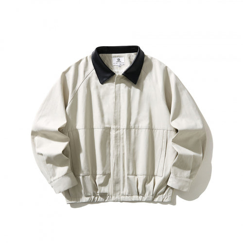 Herren Kurz geschnittener Canvas-Blouson mit Lederimitat-Kragen und elastischem Saum Nord Taschen