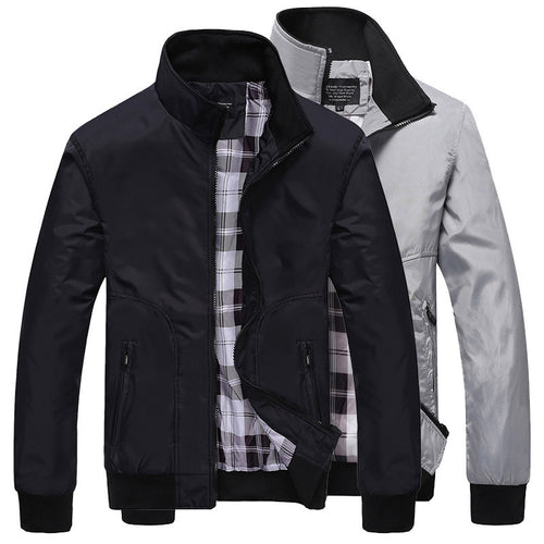 Herren leichter Nylon-Bomber mit kariertem Innenfutter, hohem Stehkragen und Reißverschlusstaschen Nord Taschen