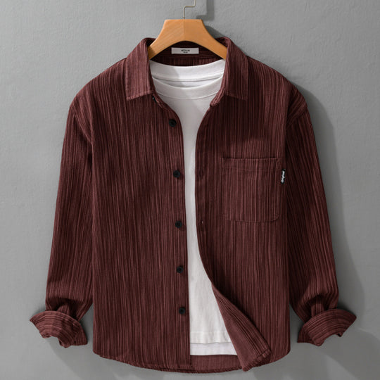 Herren Cord-Overshirt mit feiner Streifenstruktur und aufgesetzter Brusttasche Nord Taschen