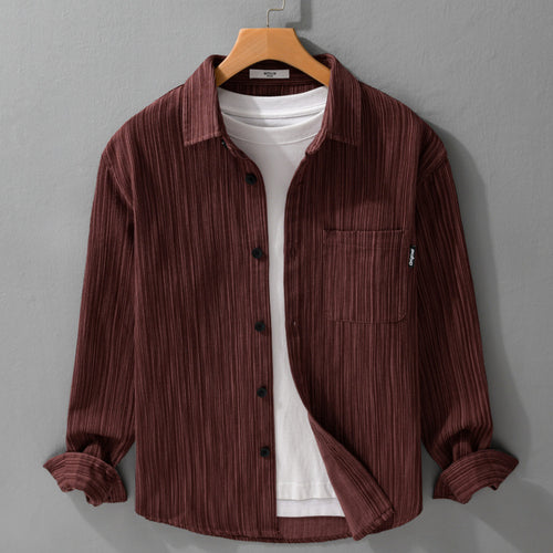 Herren Cord-Overshirt mit feiner Streifenstruktur und aufgesetzter Brusttasche Nord Taschen