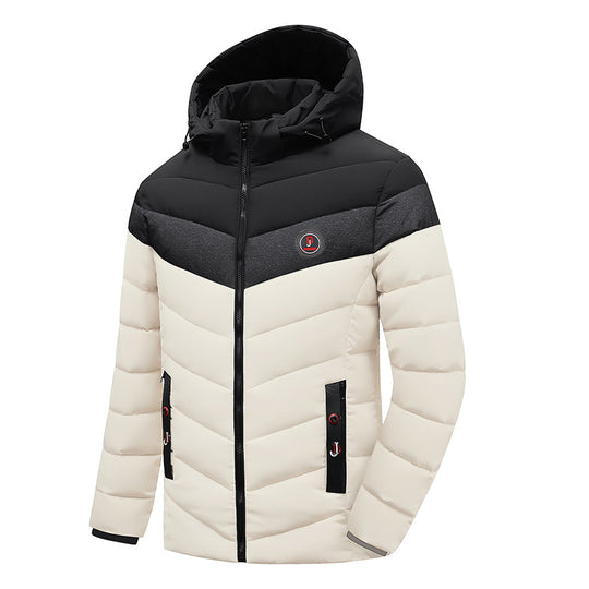 Herren Steppanorak mit Kapuze und wattierter Chevron-Isolationsjacke Nord Taschen