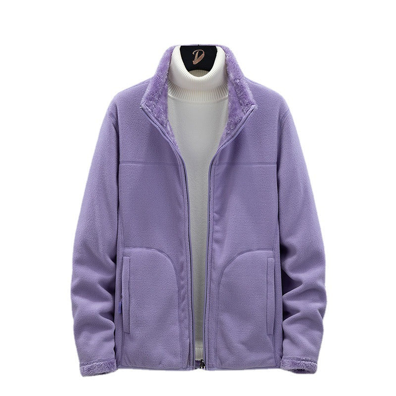 Damen Kuschelige Fleecejacke mit Teddyfutter, Stehkragen und Zwei Reißverschlusstaschen Nord Taschen