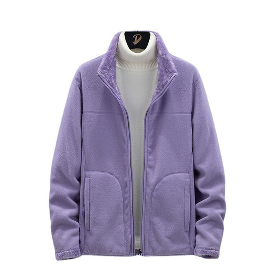Damen Kuschelige Fleecejacke mit Teddyfutter, Stehkragen und Zwei Reißverschlusstaschen Nord Taschen