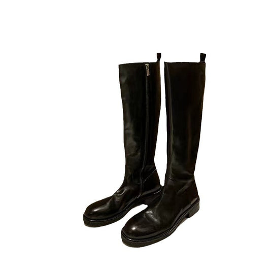 Damen Kniehohe Glattleder-Stiefel mit verdecktem Reißverschluss und stoßdämpfender Laufsohle Nord Taschen