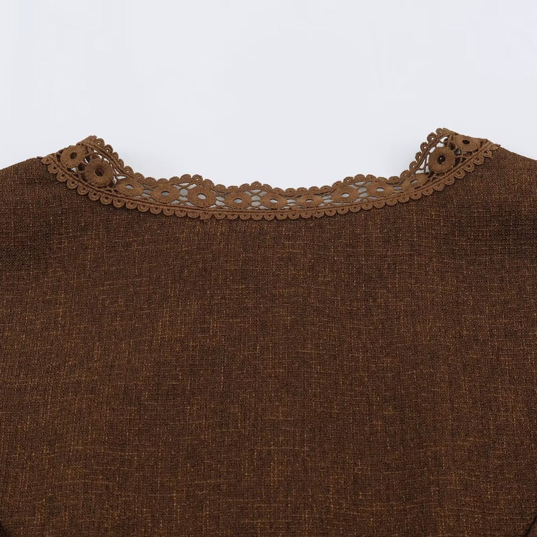 Damen Taillierte Kurzjacke im Vintage-Tweed mit gehäkelter Spitzenborte Nord Taschen