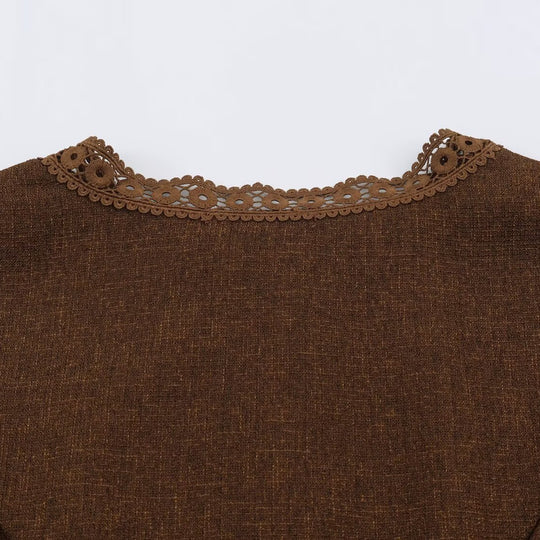 Damen Taillierte Kurzjacke im Vintage-Tweed mit gehäkelter Spitzenborte Nord Taschen