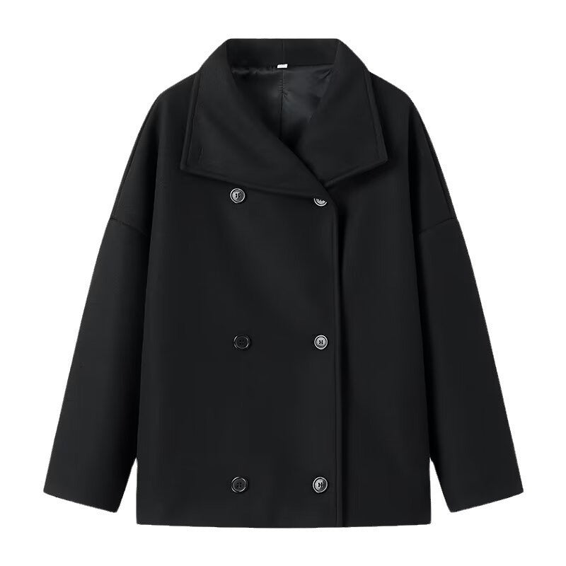 Damen Kurzmantel im Oversize‑Cut mit Doppelreiher und weitem Umschlagkragen Nord Taschen