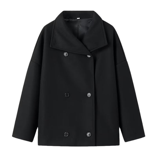 Damen Kurzmantel im Oversize‑Cut mit Doppelreiher und weitem Umschlagkragen Nord Taschen