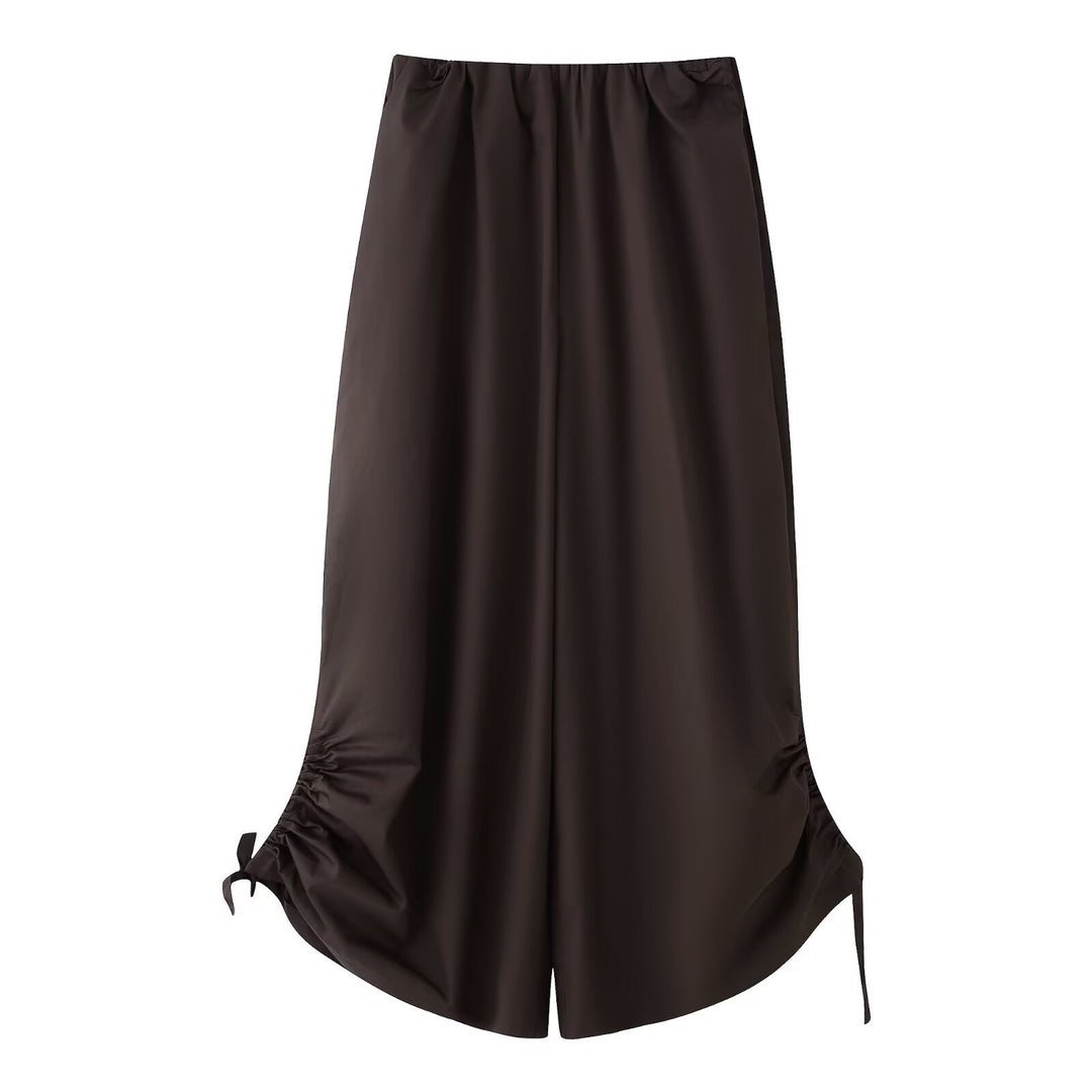 Damen Maxirock aus Satin mit seitlicher Raffung und Bindebändern Nord Taschen