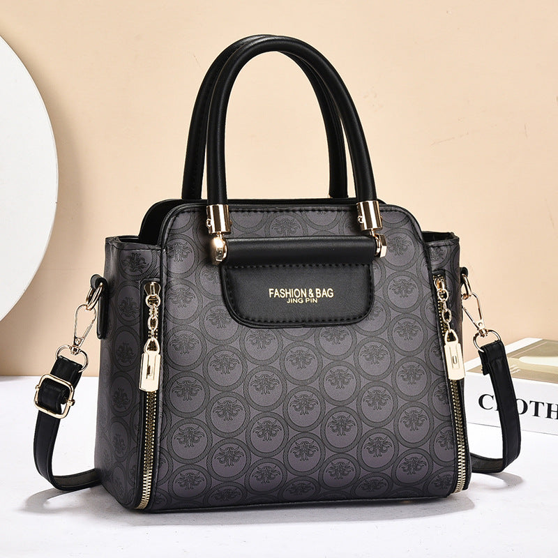 Damen strukturierte Handtasche mit elegantem Zipper und abnehmbarem Schulterriemen Nord Taschen
