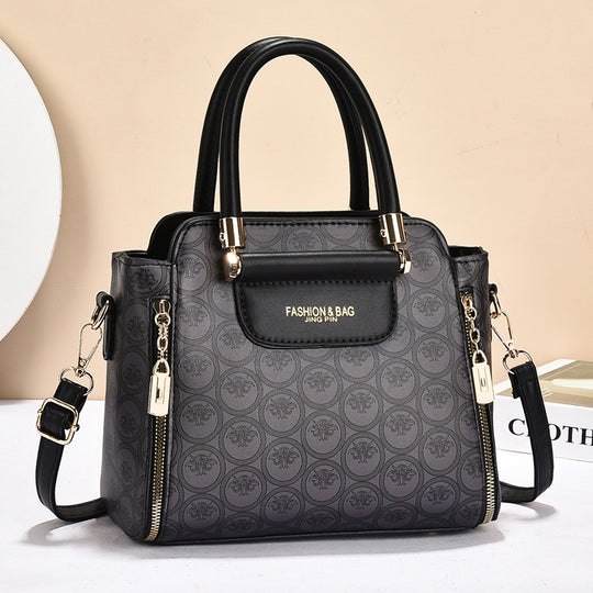 Damen strukturierte Handtasche mit elegantem Zipper und abnehmbarem Schulterriemen Nord Taschen
