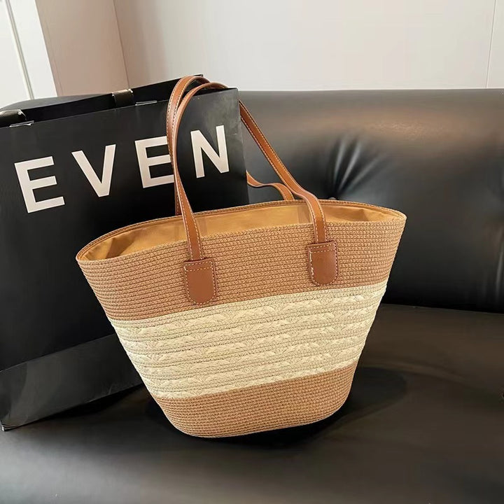 Damen Strandtasche mit robusten Griffen und geschmackvollem Streifenmuster Nord Taschen