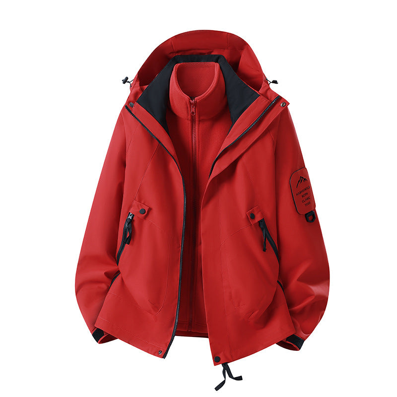 Herren Zwei-in-eins Wetterschutzjacke mit abnehmbarer Steppweste und verstellbarer Kapuze Nord Taschen