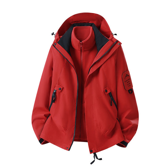 Herren Zwei-in-eins Wetterschutzjacke mit abnehmbarer Steppweste und verstellbarer Kapuze Nord Taschen