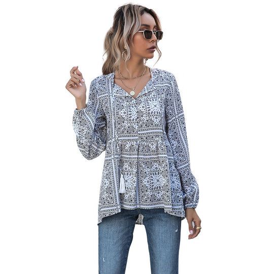 Damen Elegante Bluse mit Volantärmeln Nord Taschen