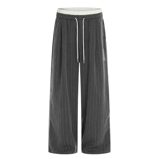 Damen Weite Pinstripe-Culotte-Hose mit elastischem Bund und Kordelzug Nord Taschen