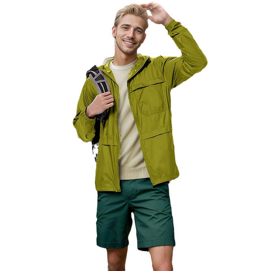 Herren Leichte atmungsaktive Outdoor-Windjacke mit Kapuze und Reißverschluss Nord Taschen