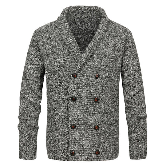 Herren Strickjacke mit Schalkragen und doppelter Knopfleiste Nord Taschen