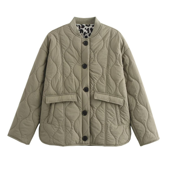 Damen Wattierte Steppjacke mit Rundhalsausschnitt, Pattentaschen und Wendefutter Nord Taschen