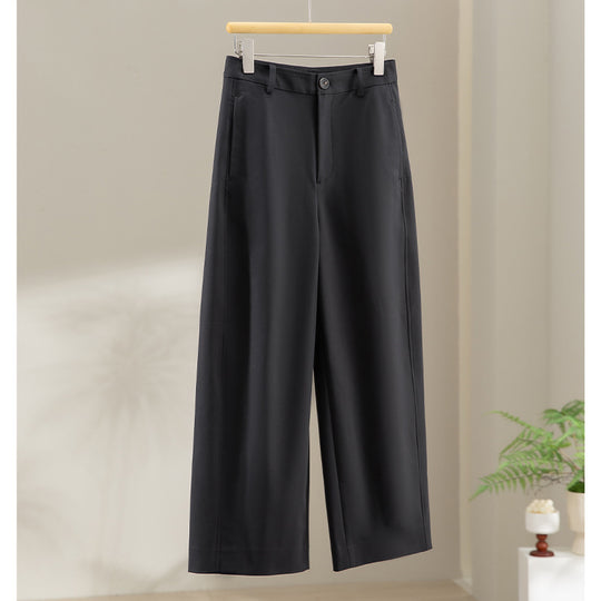 Damen Weite Culotte-Hose mit hoher Taille, Bügelfalte und geradem Bein Nord Taschen