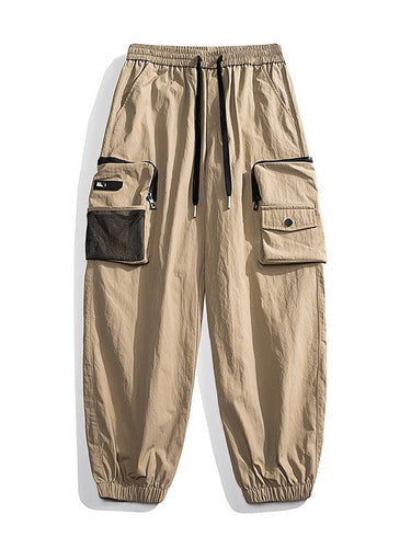 Herren Nylon Utility Cargohose mit elastischem Bund, verstellbarem Gürtel und Pattentaschen Nord Taschen