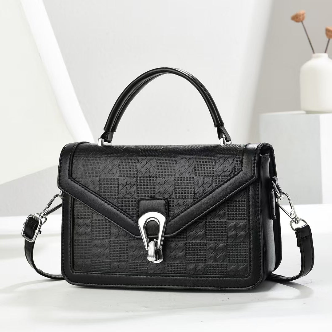 Damen Handtasche mit modernem Karomuster und abnehmbarem Schulterriemen Nord Taschen