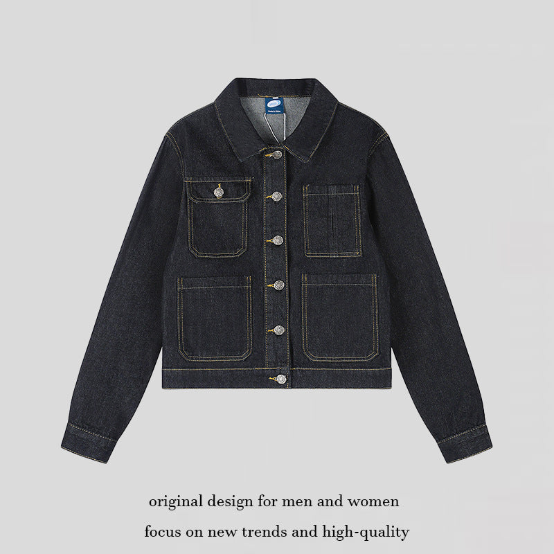 Damen Boxy-Jeansjacke mit aufgesetzten Taschen und sichtbaren Kontrastnähten Nord Taschen