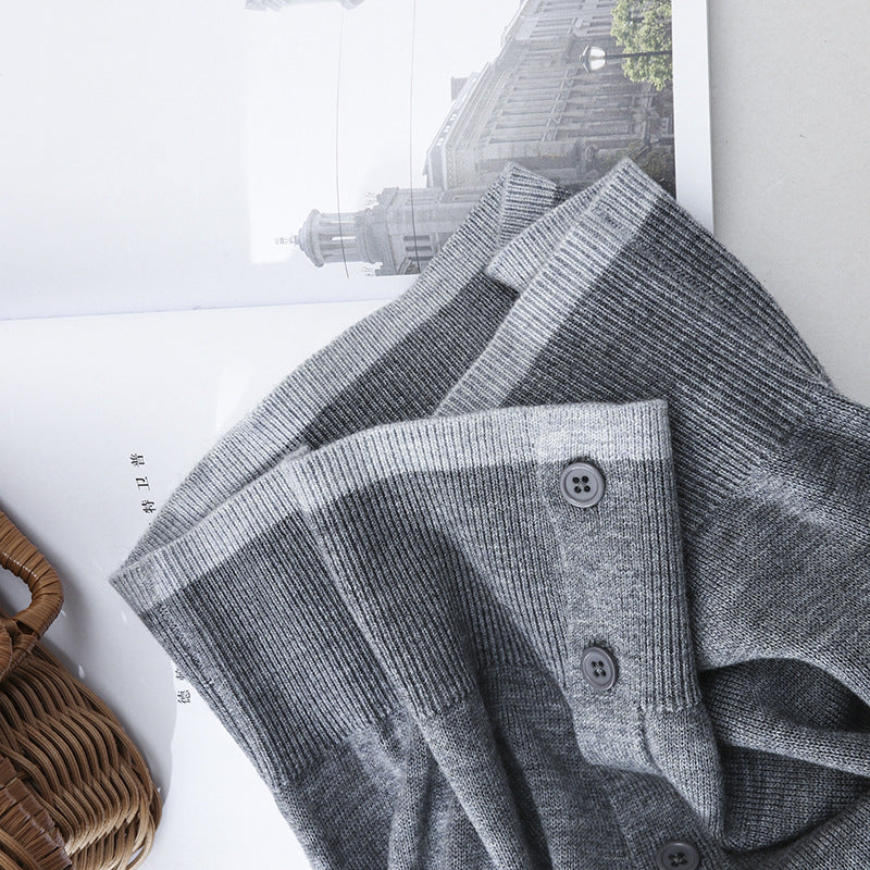 Damen Leichter Feinstrick-Cardigan mit Rundhals, Kontrastbündchen und durchgehender Knopfleiste Nord Taschen