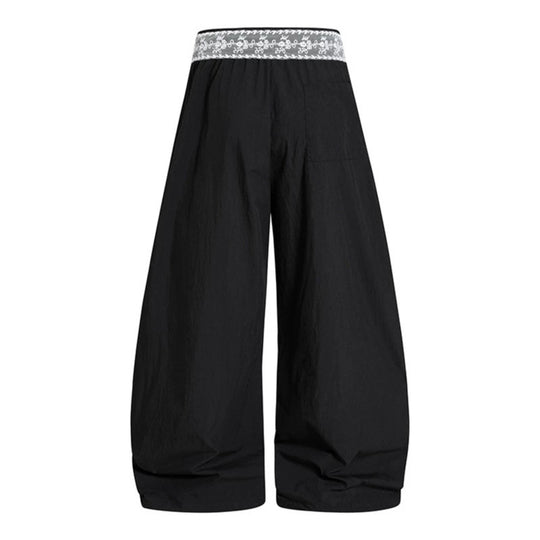 Damen Weite Palazzo-Loungehose mit elastischem Komfortbund, Kontraststreifen und Spitzenschnur Nord Taschen