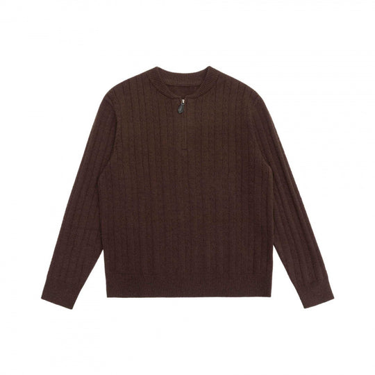 Herren Grobgerippter Halbzip-Pullover aus Merino‑Mix mit Stehkragen Nord Taschen