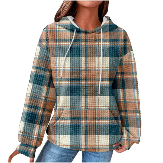 Damen Modischer Kapuzenpullover im Karodesign Nord Taschen