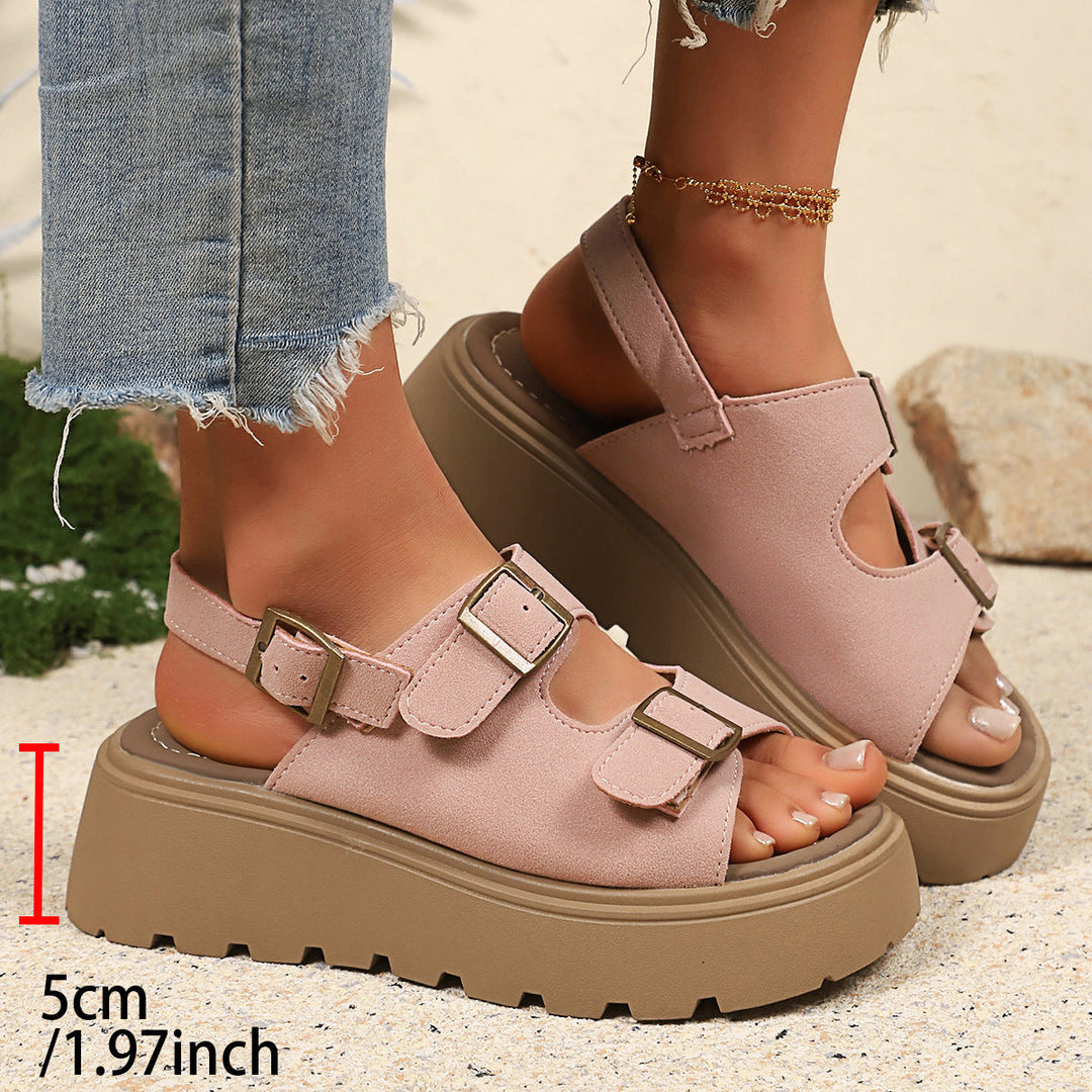Damen Modische Plateau-Sandalen mit verstellbaren Riemen und anatomischem Fußbett