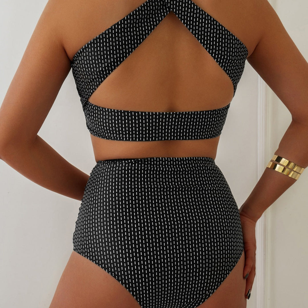 Damen Bikiniset mit hoch geschnittenen Unterteilen und Raffung