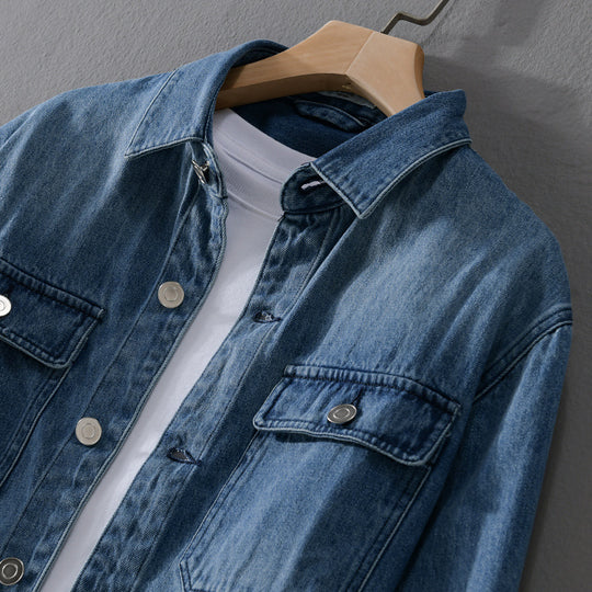 Herren Denim-Utility-Hemdjacke mit Brusttaschen und legerer Passform Nord Taschen
