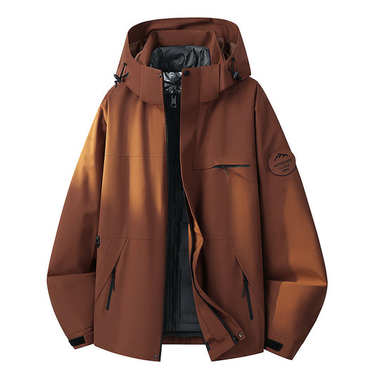 Herren Wetterfeste dreilagige Hardshelljacke mit verstellbarer Kapuze, verschweißten Nähten & Multifunktionstaschen Nord Taschen