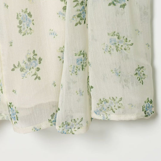 Damen Lange Plissee-Chiffonrock mit zartem Blumenprint und hoher Taille Nord Taschen