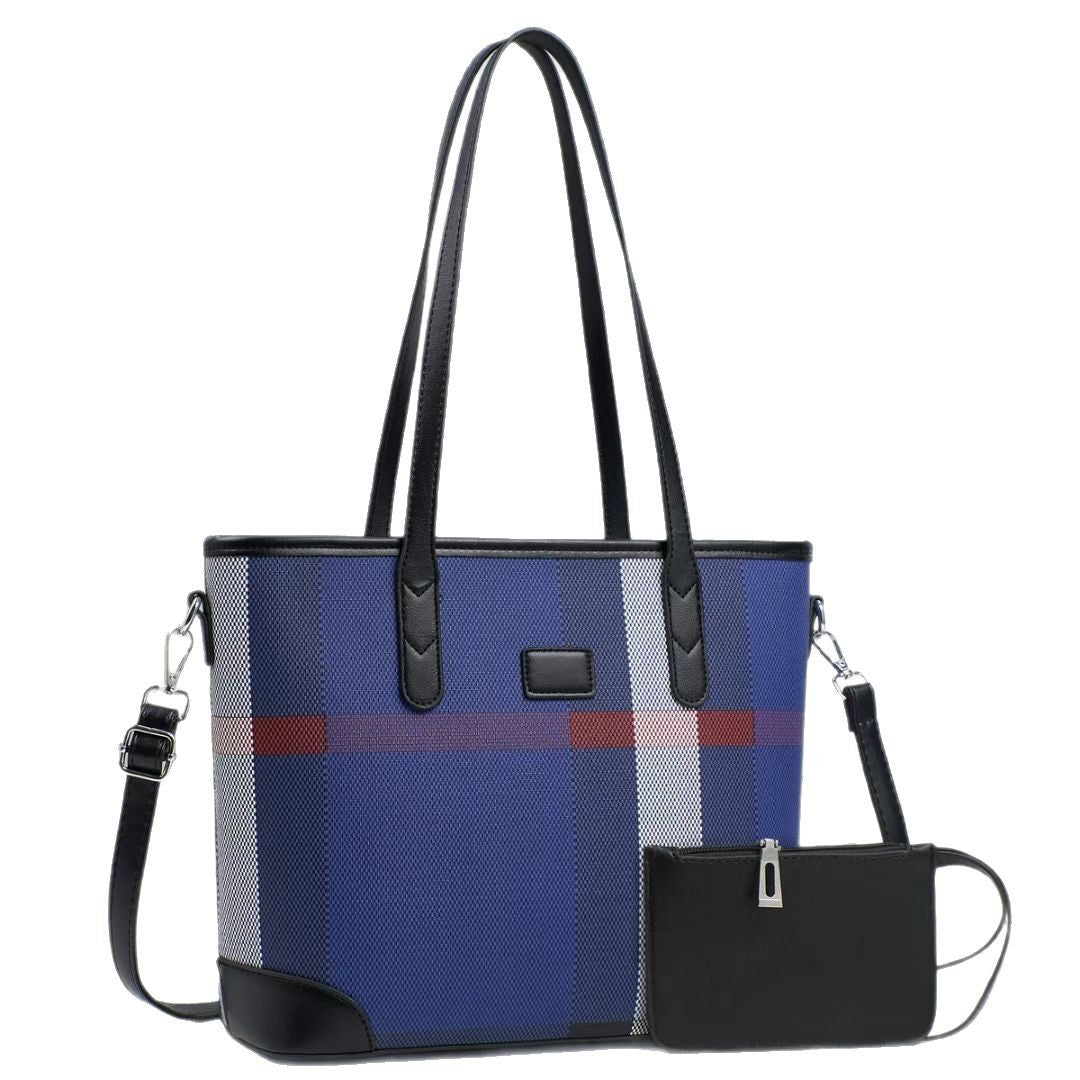 Damen Shopper-Tasche mit eleganten Streifen und praktischer Mini-Clutch Nord Taschen