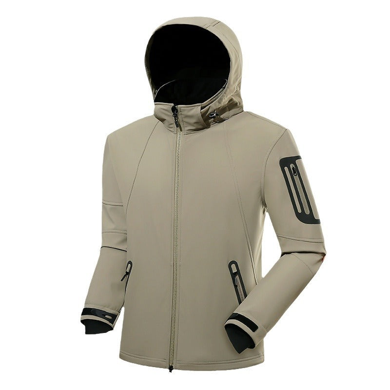 Herren wasserabweisende Softshelljacke mit Kapuze, verschweißten Reißverschlüssen und Fleecefutter Nord Taschen