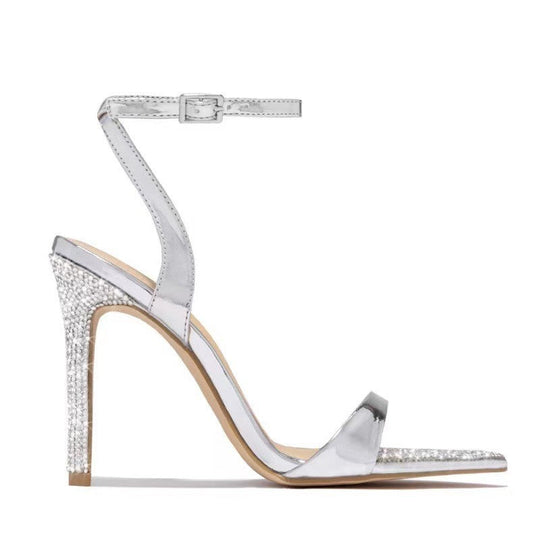 Damen High-Heels mit funkelndem Strassdesign und elegantem Riemen