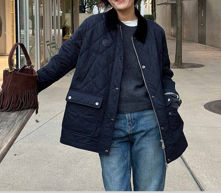 Damen Modische Steppjacke mit hochgeschlossenem Kragen und großen Taschen Nord Taschen