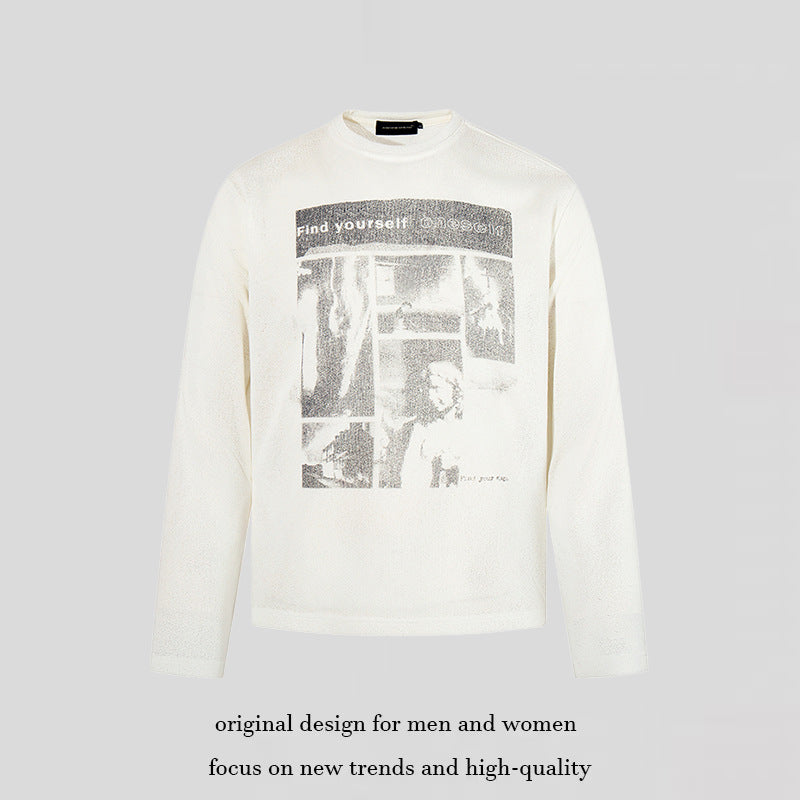 Herren Sweatshirt mit vintage Fotocollage-Print, geradem Schnitt und Rundhalsausschnitt Nord Taschen