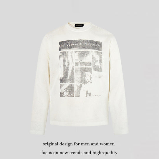 Herren Sweatshirt mit vintage Fotocollage-Print, geradem Schnitt und Rundhalsausschnitt Nord Taschen