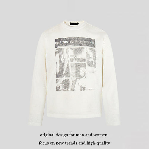 Herren Sweatshirt mit vintage Fotocollage-Print, geradem Schnitt und Rundhalsausschnitt Nord Taschen